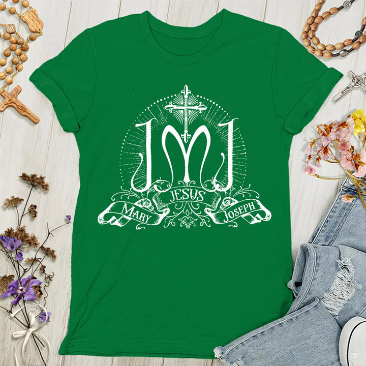 Christianartworkshop T-shirt femme Jésus Marie Joseph Sainte Famille - Vert - 4XL - image 8