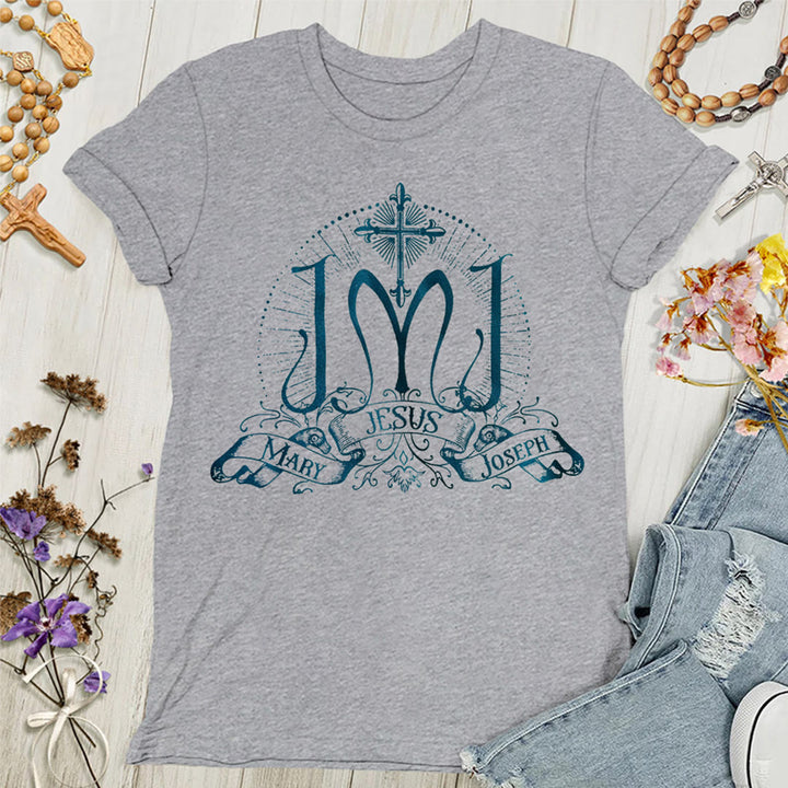 T-shirt femme Christianartworkshop Jésus Marie Joseph Sainte Famille - Gris - 4XL - image 4