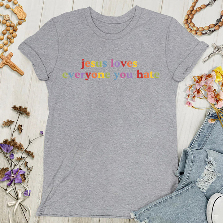 T-shirt pour femmes Christianartworkshop « Jésus aime tous ceux que vous détestez » - Gris - 4XL - image 4