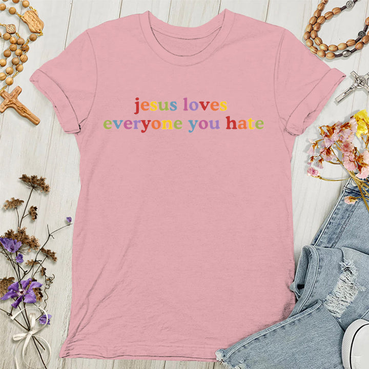 T-shirt pour femmes Christianartworkshop « Jésus aime tous ceux que vous détestez » - Rose - 4XL - image 5
