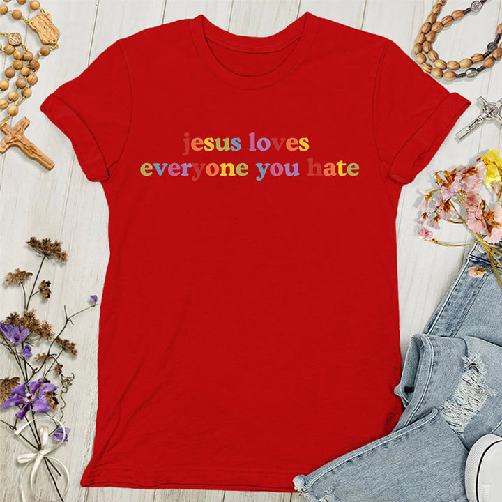 T-shirt pour femmes Christianartworkshop « Jésus aime tous ceux que vous détestez » - Rouge - 4XL - image 7