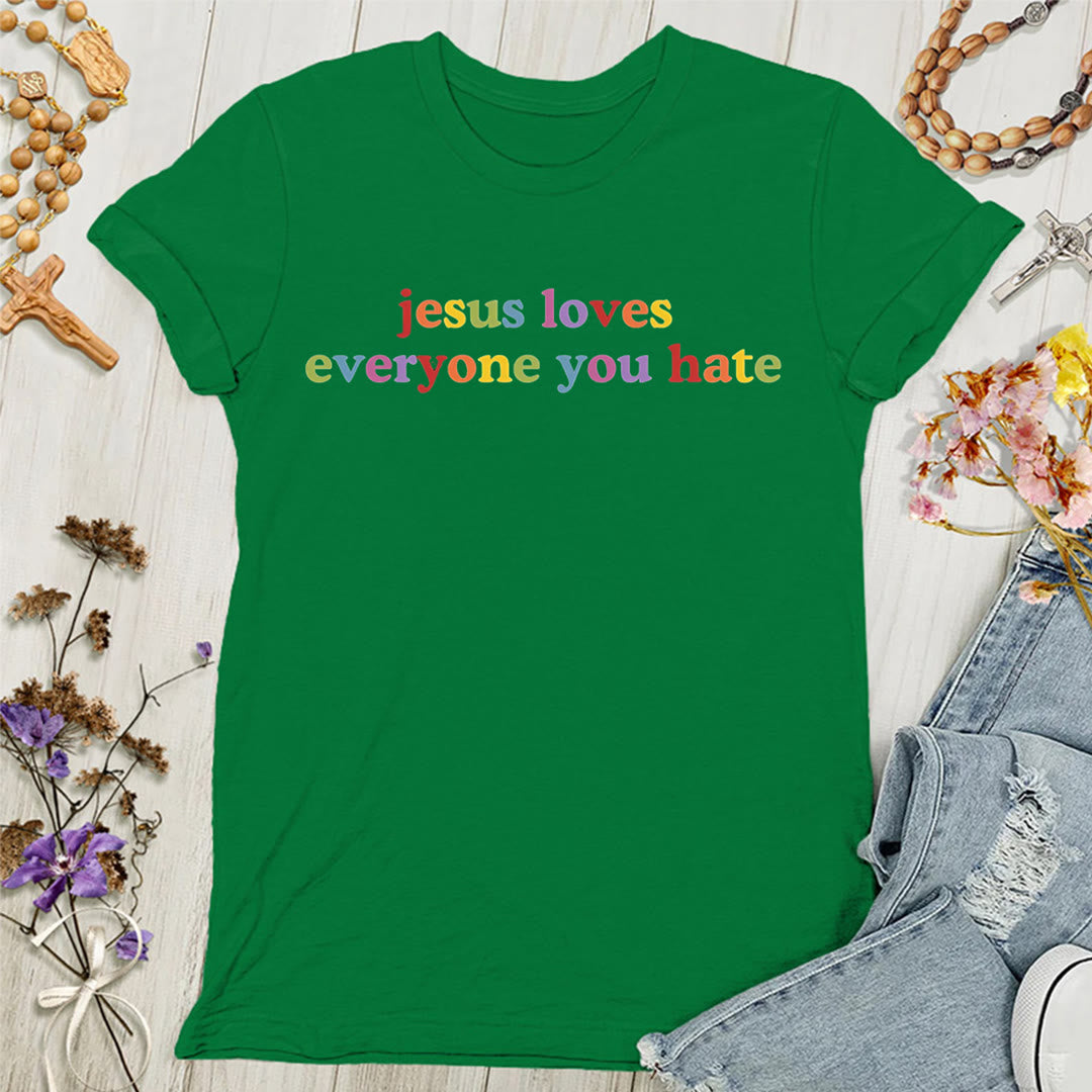 T-shirt pour femmes Christianartworkshop « Jésus aime tous ceux que vous détestez » - Vert - 4XL - image 9