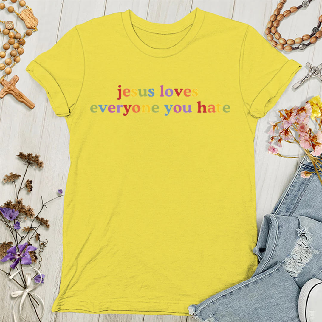 Christianartworkshop T-shirt pour femmes « Jésus aime tous ceux que vous détestez » - Jaune - 4XL - image 0