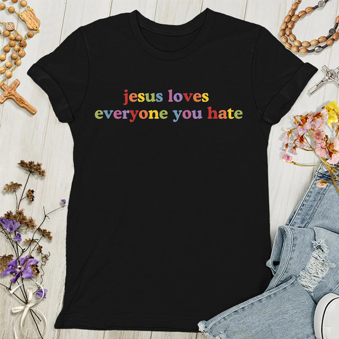 T-shirt pour femmes Christianartworkshop « Jésus aime tous ceux que vous détestez » - Noir - 4XL - image 2