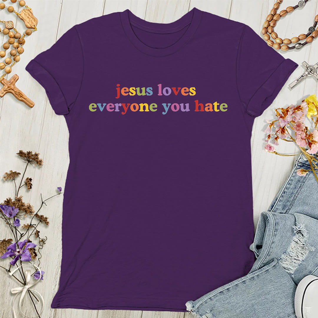 T-shirt pour femmes Christianartworkshop « Jésus aime tous ceux que vous détestez » - Violet - 4XL - image 8