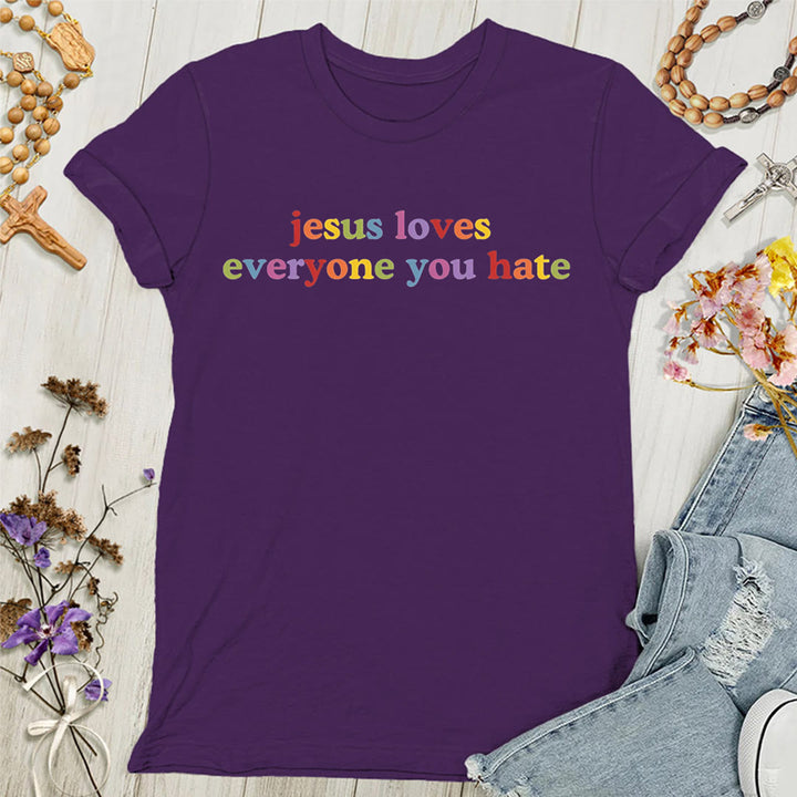T-shirt pour femmes Christianartworkshop « Jésus aime tous ceux que vous détestez » - Violet - 4XL - image 8