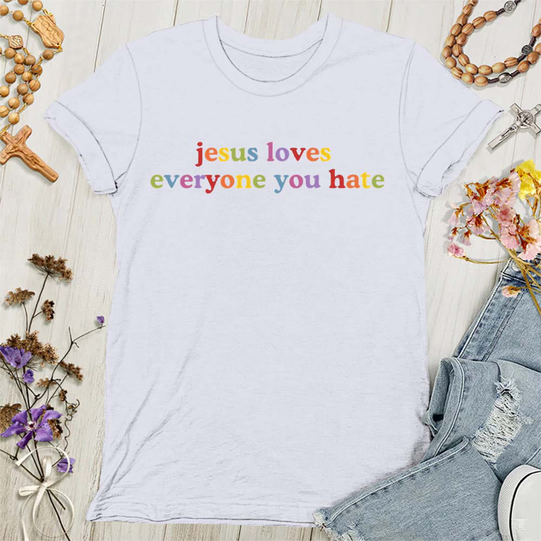 T-shirt pour femmes Christianartworkshop « Jésus aime tous ceux que vous détestez » - Blanc - 4XL - image 3