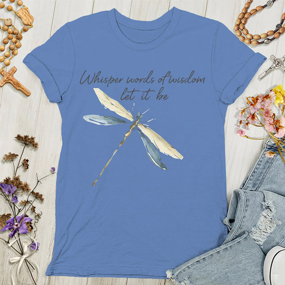 T-shirt femme Christianartworkshop « Murmures de sagesse » « Que ce soit » avec libellule - Bleu - 4XL - image 1