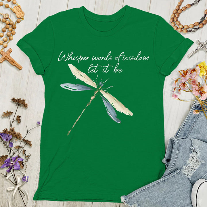T-shirt femme Christianartworkshop « Murmures de sagesse » « Que ce soit » avec libellule - Vert - 4XL - image 6