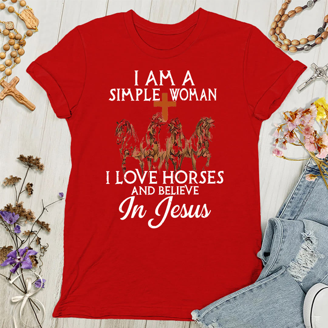T-shirt femme Christianartworkshop « J'aime les chevaux et je crois en Jésus » - Rouge - 4XL - image 9