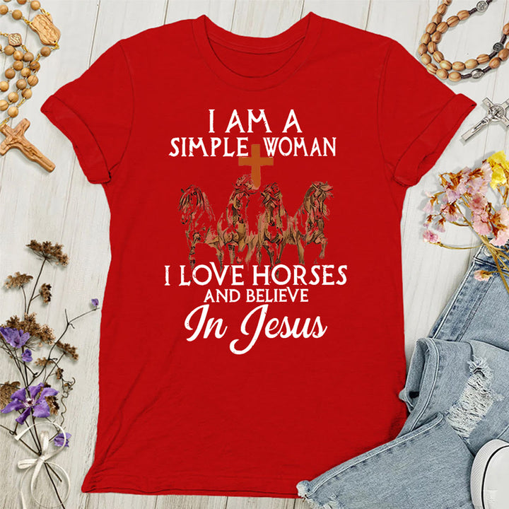 T-shirt femme Christianartworkshop « J'aime les chevaux et je crois en Jésus » - Rouge - 4XL - image 9