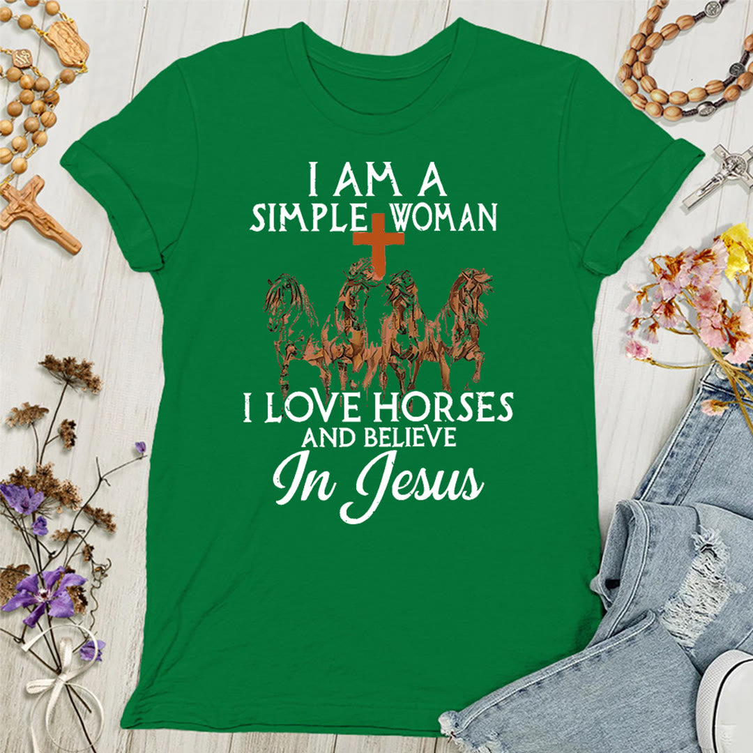 Christianartworkshop T-shirt femme « J'aime les chevaux et je crois en Jésus » - Vert - 4XL - image 8