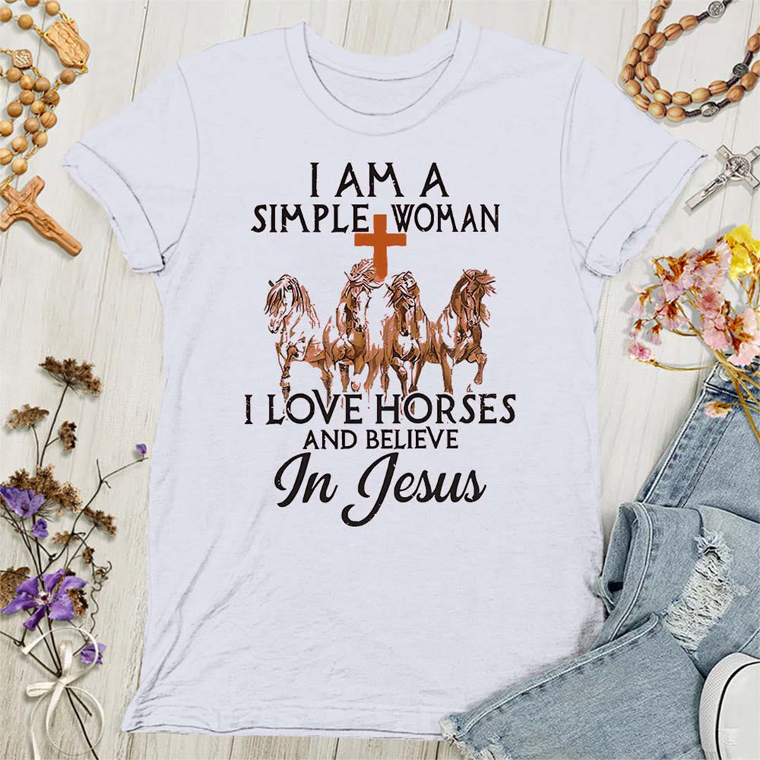 T-shirt femme Christianartworkshop « J'aime les chevaux et je crois en Jésus » - Blanc - 4XL - image 4
