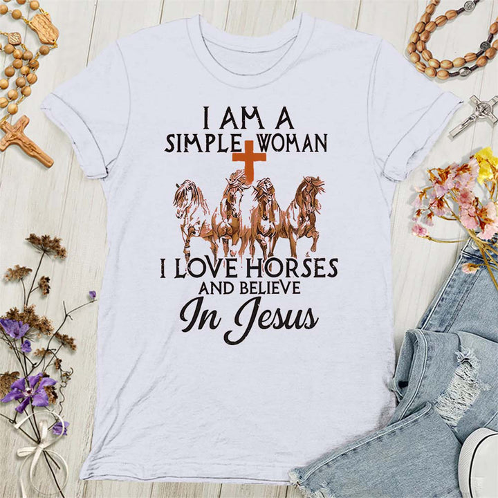 T-shirt femme Christianartworkshop « J'aime les chevaux et je crois en Jésus » - Blanc - 4XL - image 4