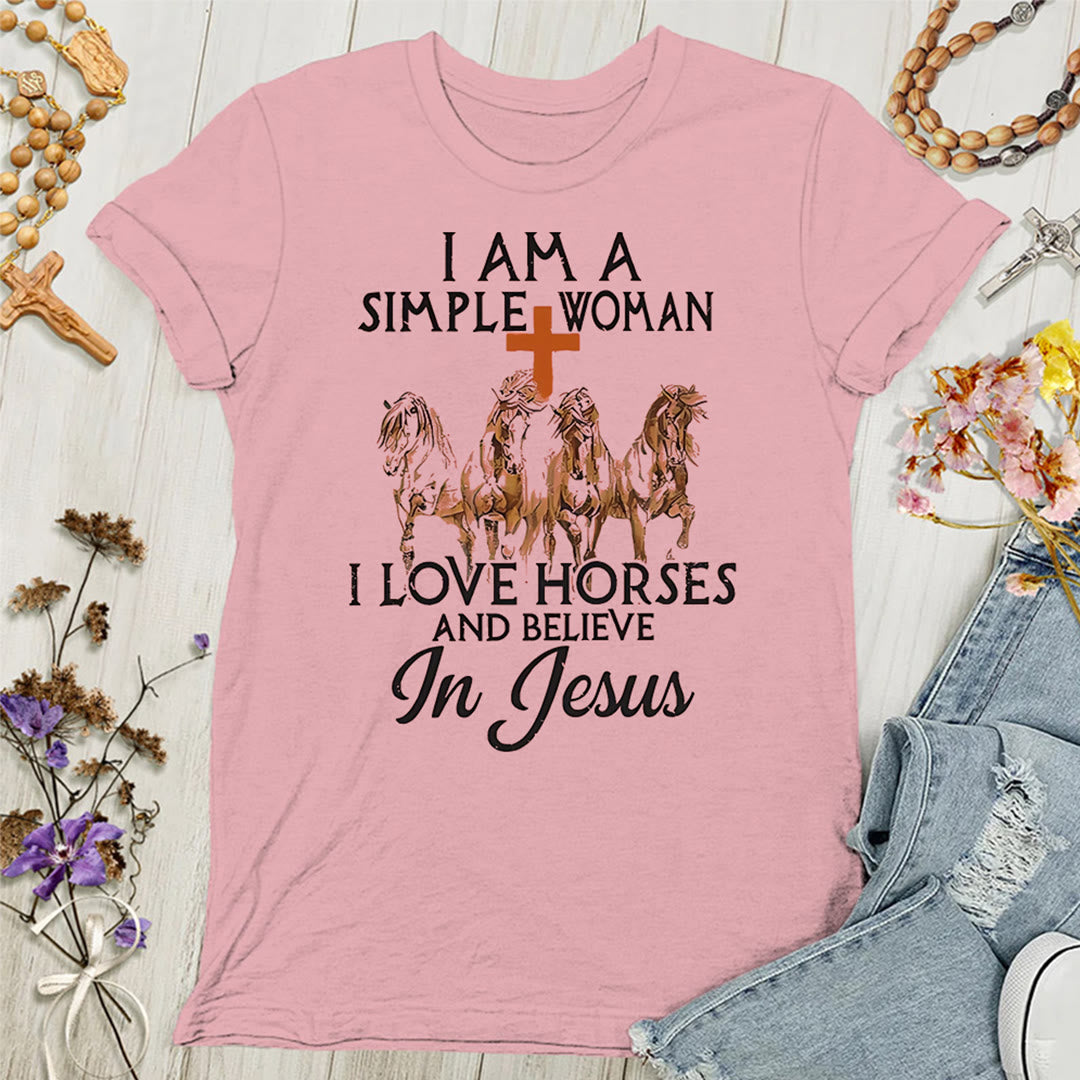 T-shirt femme Christianartworkshop « J'aime les chevaux et je crois en Jésus » - Rose - 4XL - image 5