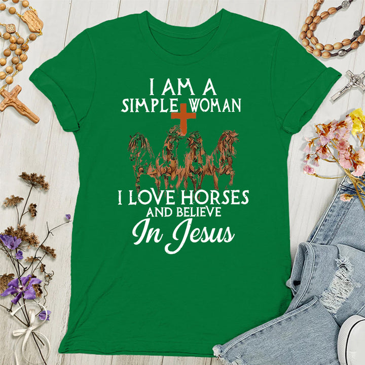 T-shirt femme Christianartworkshop « J'aime les chevaux et je crois en Jésus » - Vert - 4XL - image 8