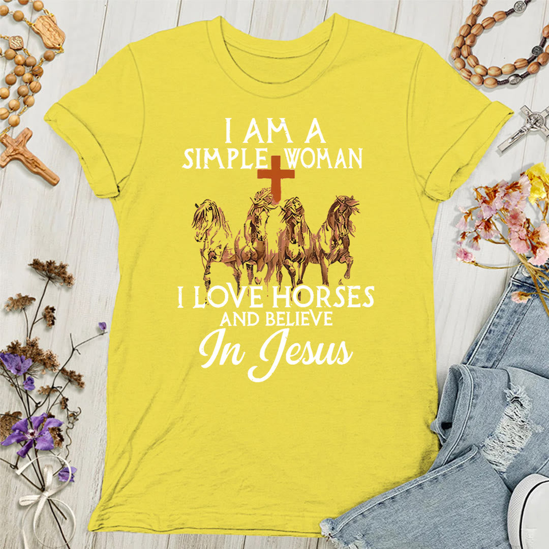 T-shirt femme Christianartworkshop « J'aime les chevaux et je crois en Jésus » - Jaune - 4XL - image 7