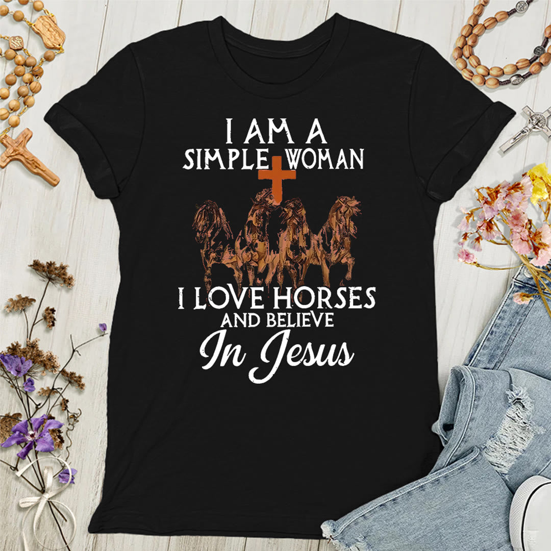 Christianartworkshop T-shirt femme « J'aime les chevaux et je crois en Jésus » - Noir - 4XL - image 2