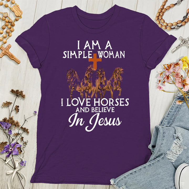 T-shirt femme Christianartworkshop « J'aime les chevaux et je crois en Jésus » - Violet - 4XL - image 3