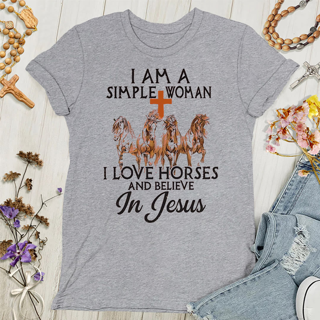 T-shirt femme Christianartworkshop « J'aime les chevaux et je crois en Jésus » - Gris - 4XL - image 6