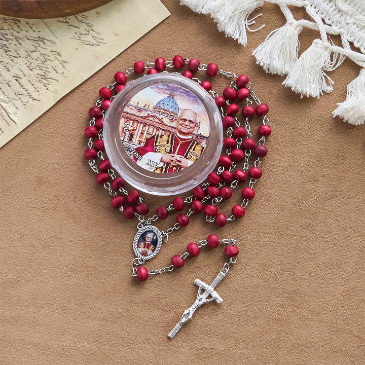 Christianartworkshop Chapelet en bois rouge commémorant le pape Léon XIV : un trésor spirituel - image 18