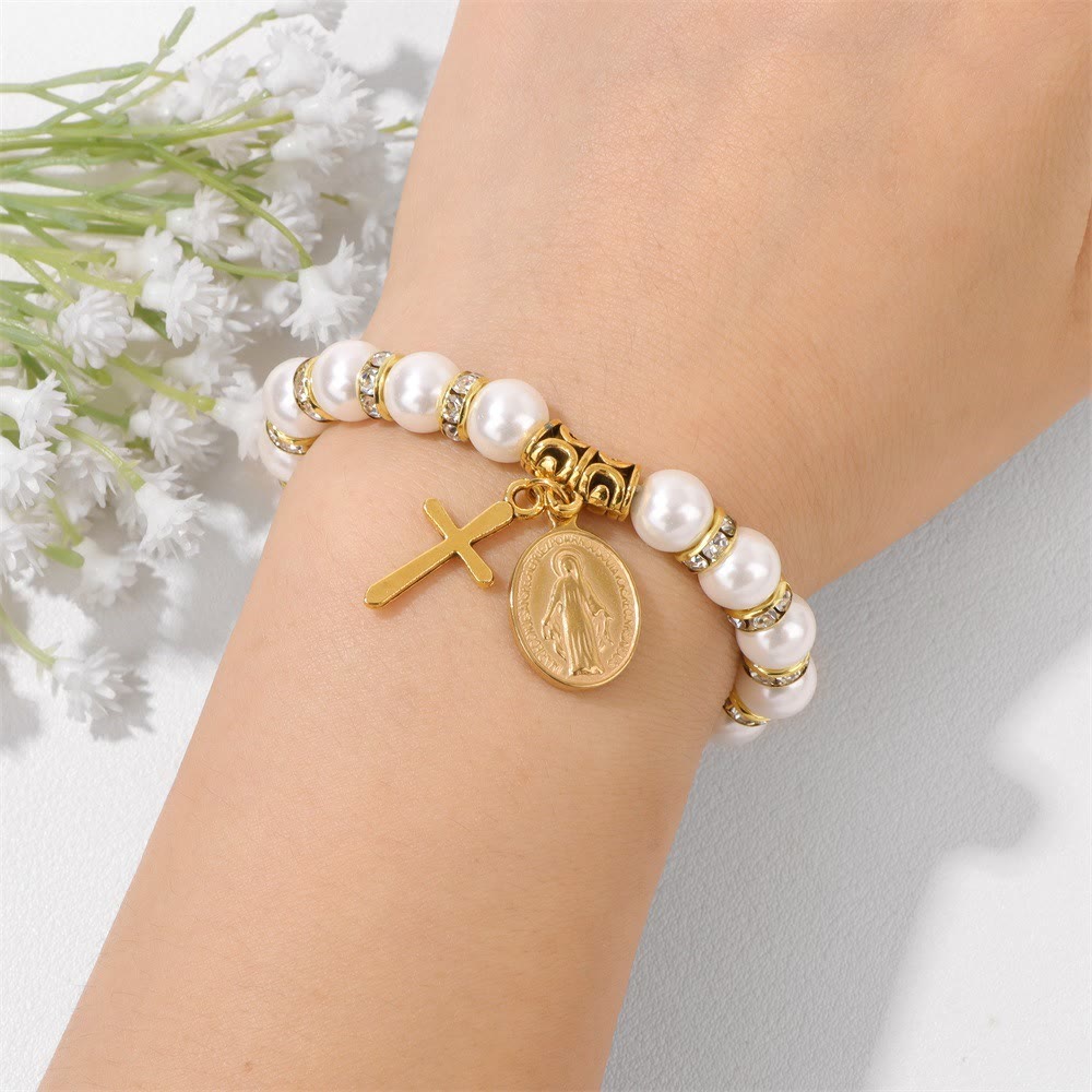 Christianartworkshop FOI PRIÉE : Bracelet blanc élégant avec médaille miraculeuse et carte verset biblique - image 8