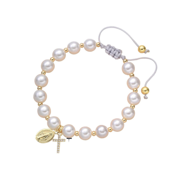Christianartworkshop FOI PRIÉE : Bracelet blanc élégant avec médaille miraculeuse et carte verset biblique - image 3