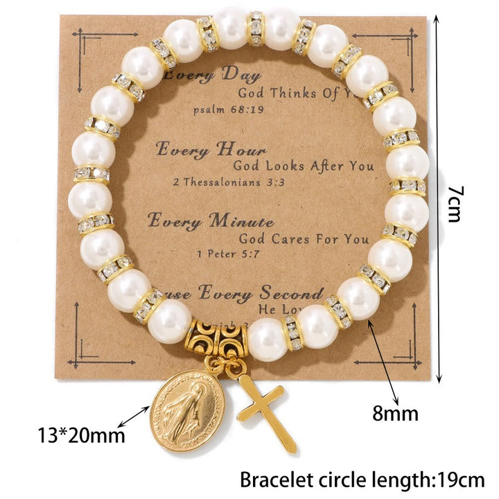 Christianartworkshop FOI PRIÉE : Bracelet blanc élégant avec médaille miraculeuse et carte verset biblique - image 9
