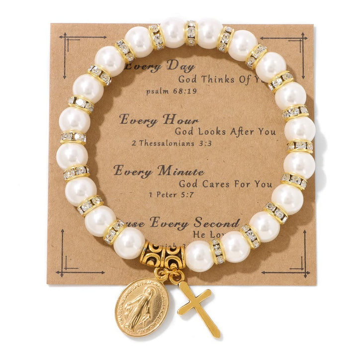 Christianartworkshop FOI PRIÉE : Bracelet blanc élégant avec médaille miraculeuse et carte verset biblique - image 6