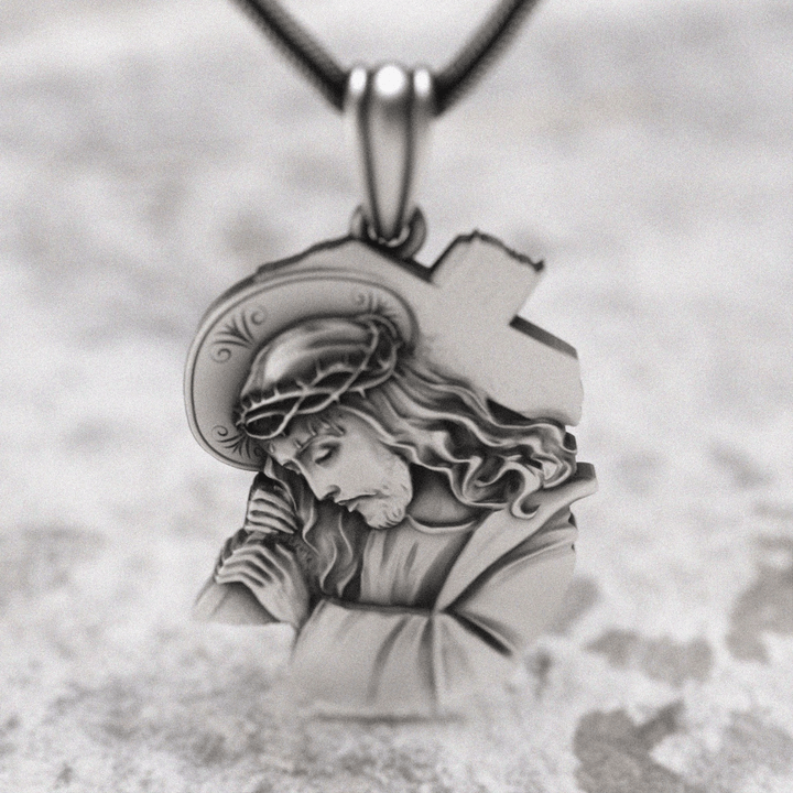 Christianartworkshop Collier pendentif croix classique représentant Jésus couronné d'épines : L'âme rencontre la bénédiction - image 4