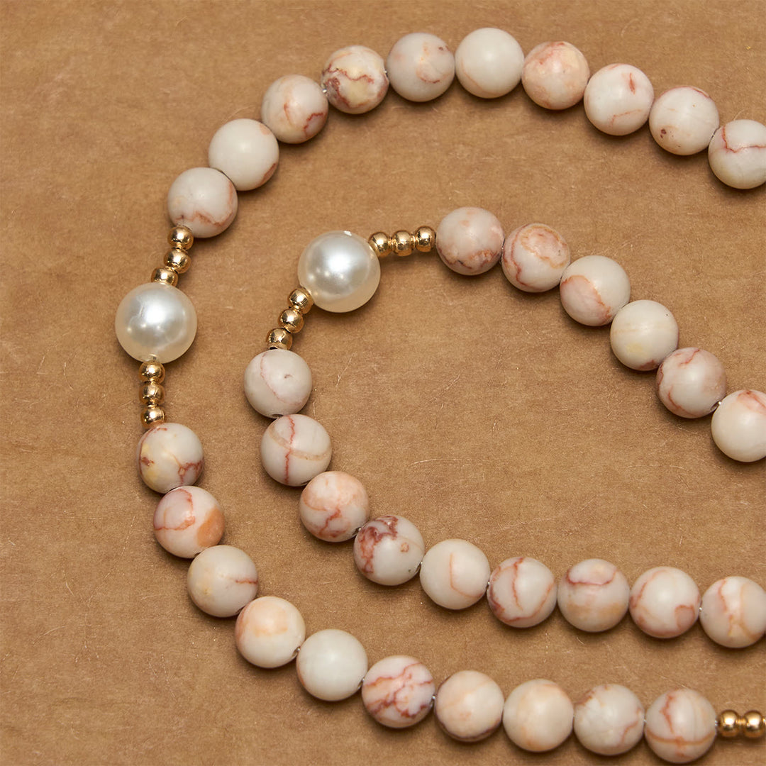 Christianartworkshop Chapelet en jaspe zébré rose mat et perles, orné d'une médaille miraculeuse et d'un crucifix. - image 7