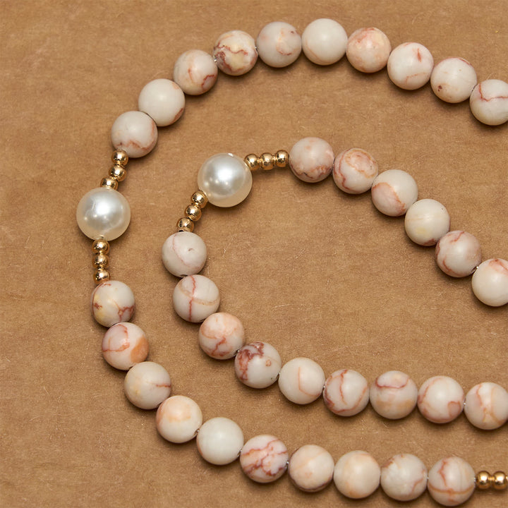Christianartworkshop Chapelet en jaspe zébré rose mat et perles, orné d'une médaille miraculeuse et d'un crucifix. - image 7