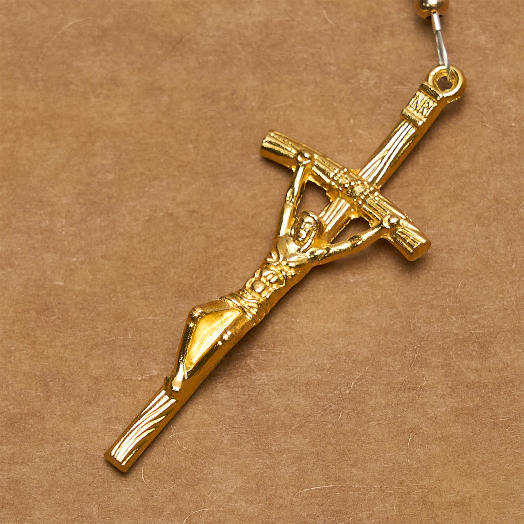 Christianartworkshop Chapelet en jaspe zébré rose mat et perles, orné d'une médaille miraculeuse et d'un crucifix. - image 6