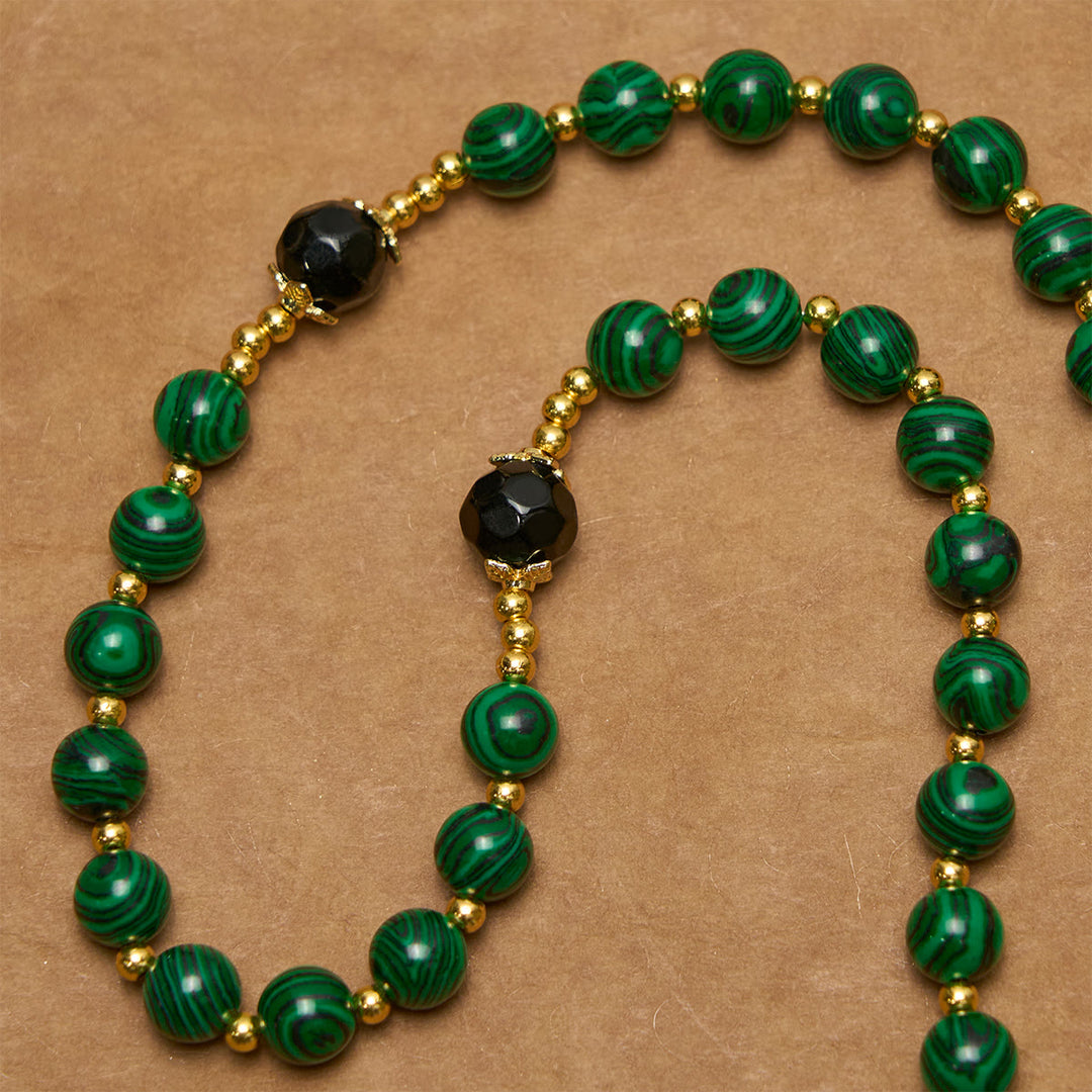 Christianartworkshop Chapelet en malachite verte lisse avec crucifix et médaille miraculeuse - image 7
