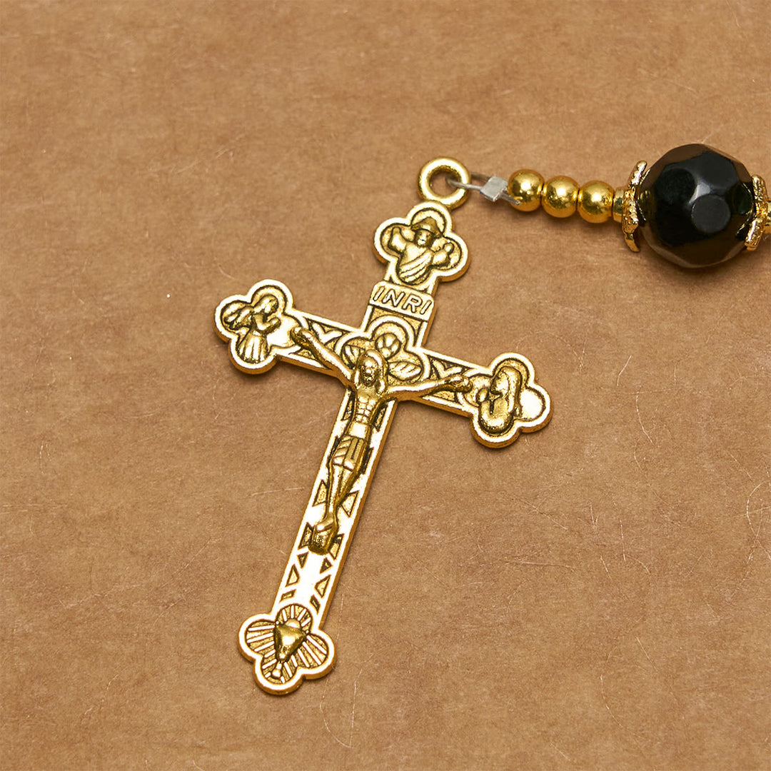 Christianartworkshop Chapelet en malachite verte lisse avec crucifix et médaille miraculeuse - image 6