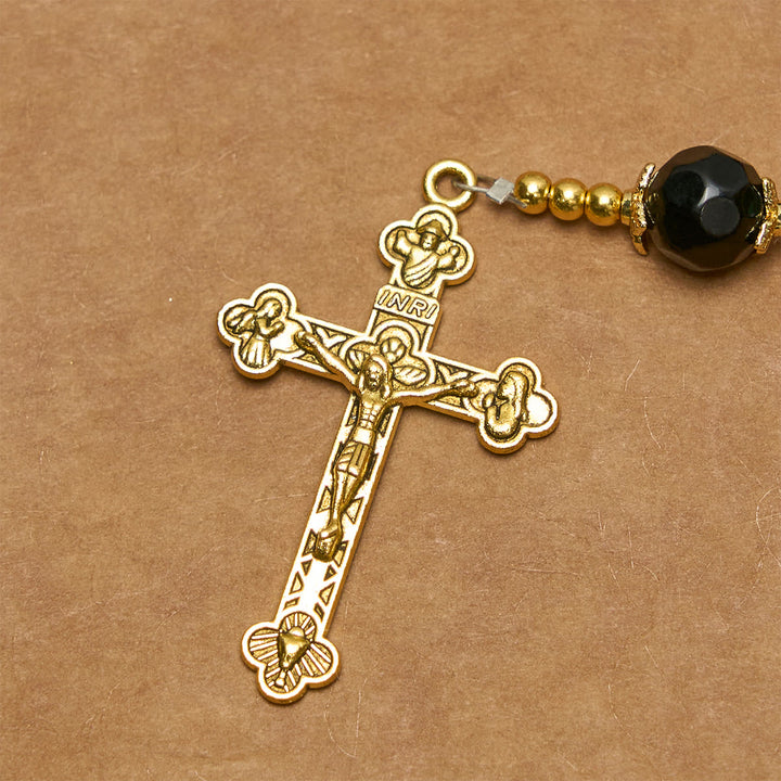 Christianartworkshop Chapelet en malachite verte lisse avec crucifix et médaille miraculeuse - image 6
