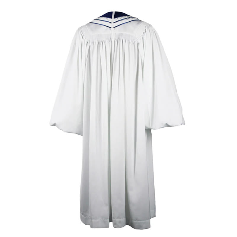 Christianartworkshop Robe de clergé blanche avec croix brodées et empiècements bleus - image 7