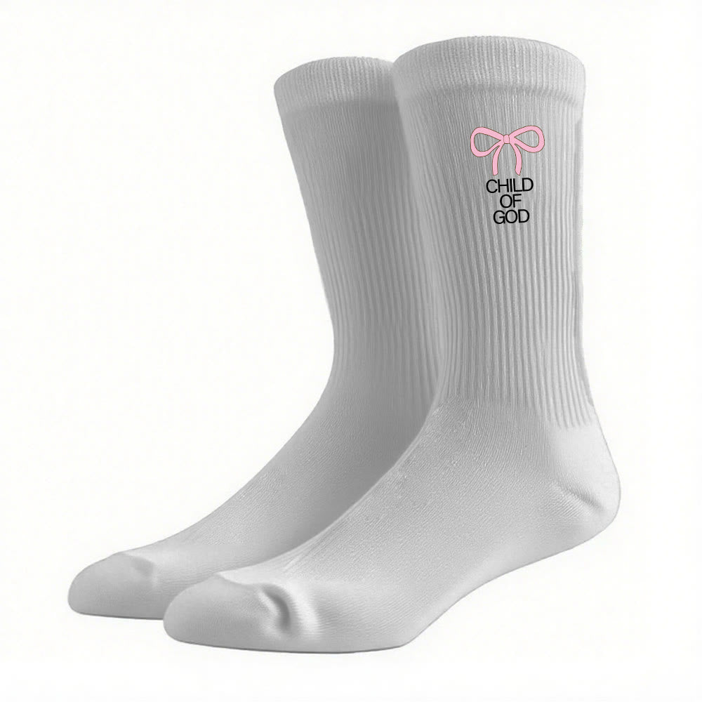 Christianartworkshop Chaussettes montantes Enfant de Dieu avec nœud rose : Marchez avec grâce dans la foi - Gris - Femmes (EU 36-39/US 8,5-9) - image 11