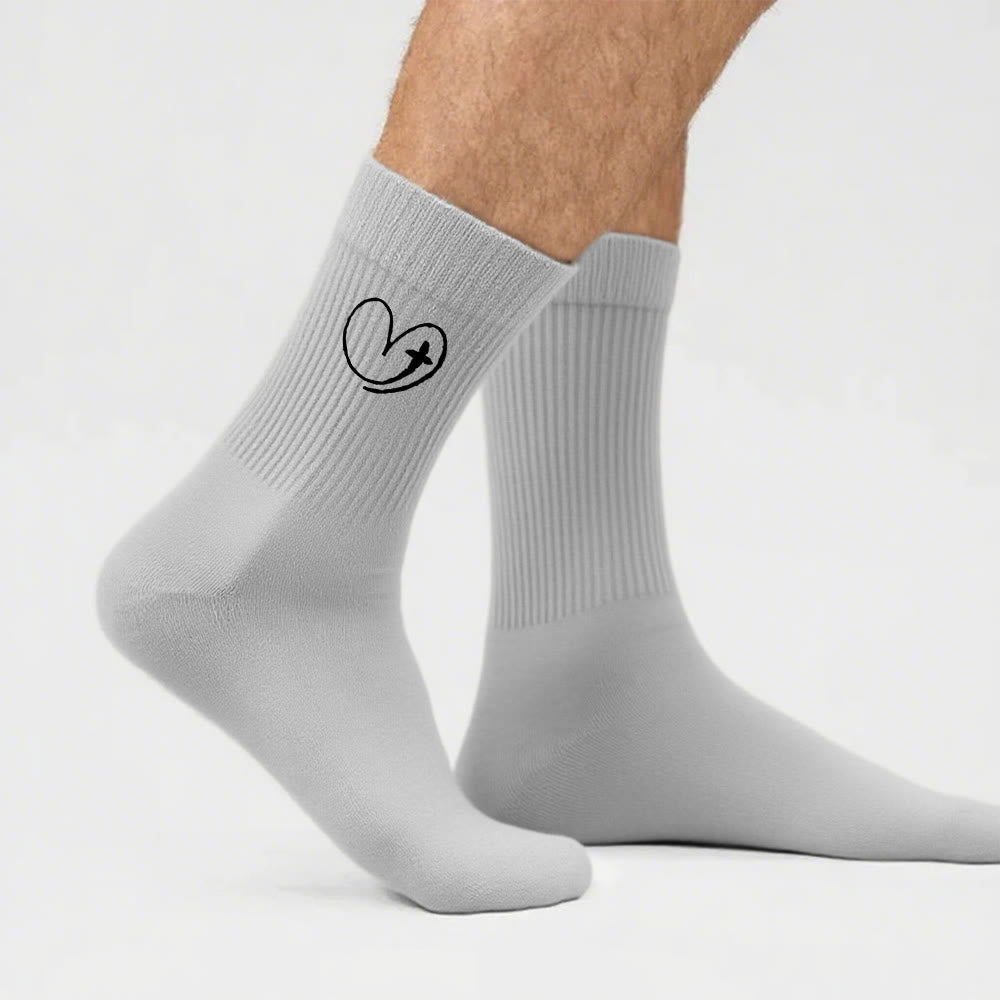Christianartworkshop Chaussettes Cœur et Croix inspirées par la foi : un doux rappel de l'amour de Dieu - Gris - Hommes (EU 40-44/US 7,5-11) - image 10