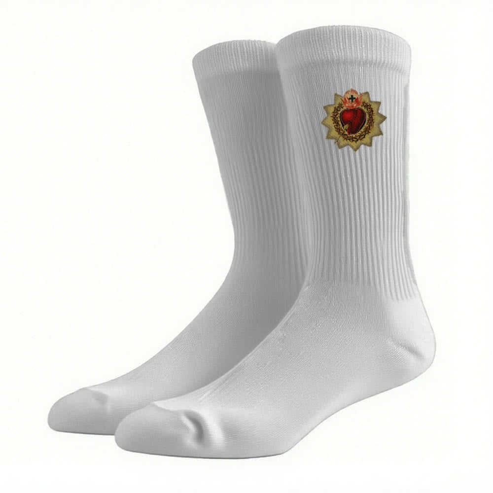 Christianartworkshop Chaussettes montantes Amour Divin Sacré-Cœur de Jésus : Marchez dans la dévotion - Gris - Femmes (EU 36-39/US 8,5-9) - image 11