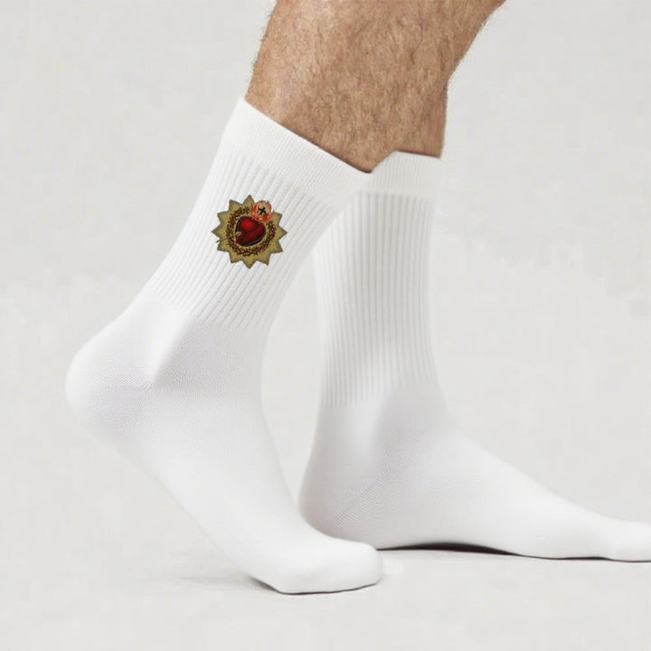 Christianartworkshop Chaussettes montantes Amour Divin Sacré-Cœur de Jésus : Marchez dans la dévotion - Blanc - Hommes (EU 40-44/US 7,5-11) - image 6
