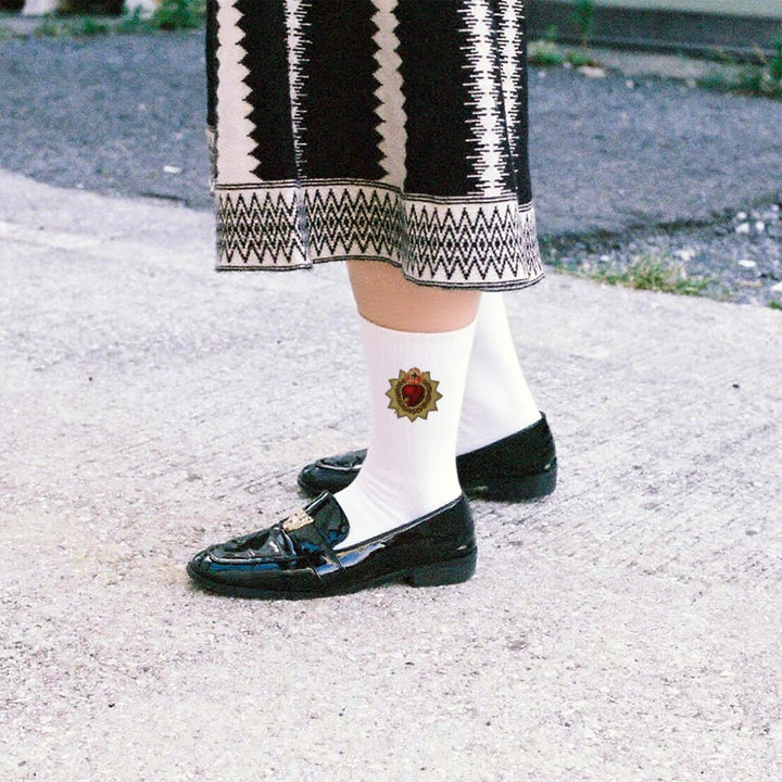 Christianartworkshop Chaussettes montantes Amour Divin Sacré-Cœur de Jésus : Marchez dans la dévotion - Blanc - Femmes (EU 36-39/US 8,5-9) - image 8