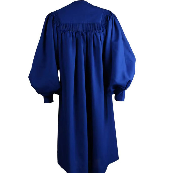 Christianartworkshop Robe de cérémonie bleue élégante pour le clergé, ornée d'un col en V blanc et d'une croix. - image 6