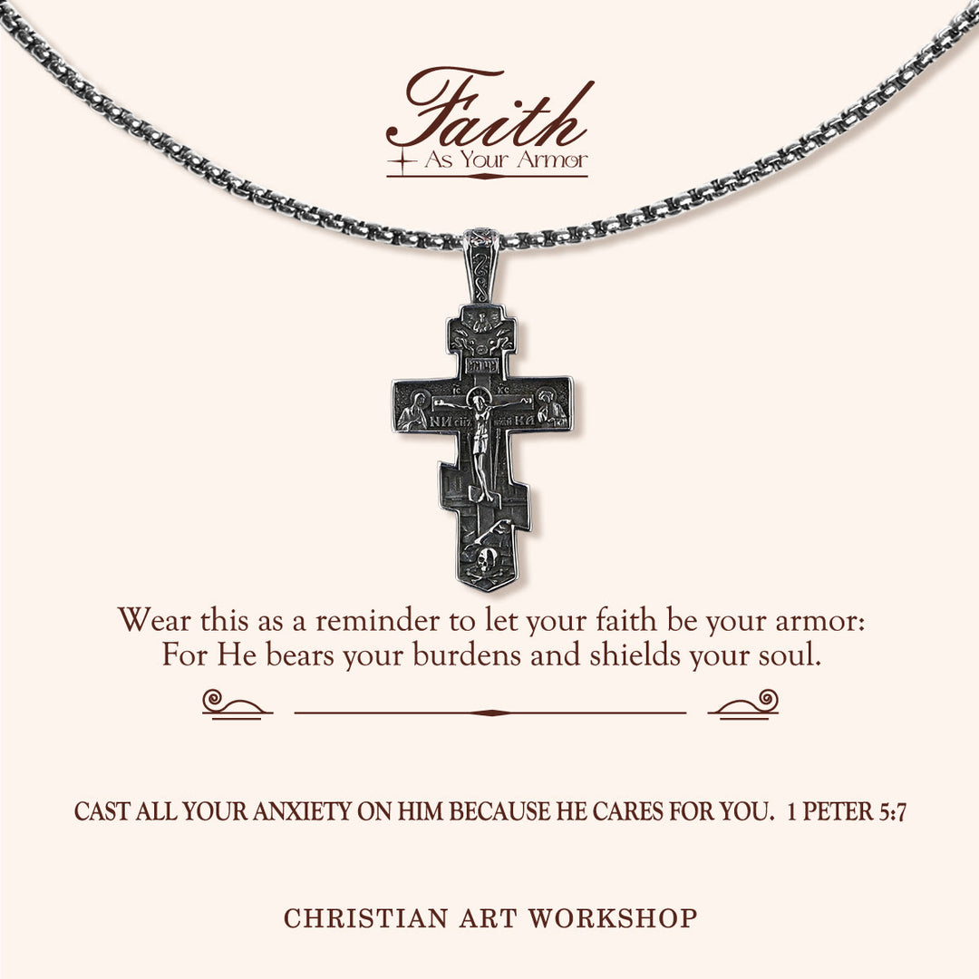 Christianartworkshop LA FOI COMME ARMURE : Collier crucifix orthodoxe avec croix de Jésus - LA FOI COMME ARMURE - image 0
