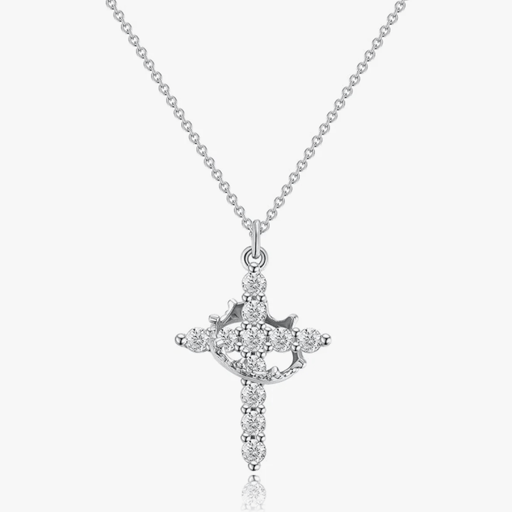 Christianartworkshop Collier et boucles d'oreilles croix « Couronnée dans la foi » modernes - Collier - Argent - image 0