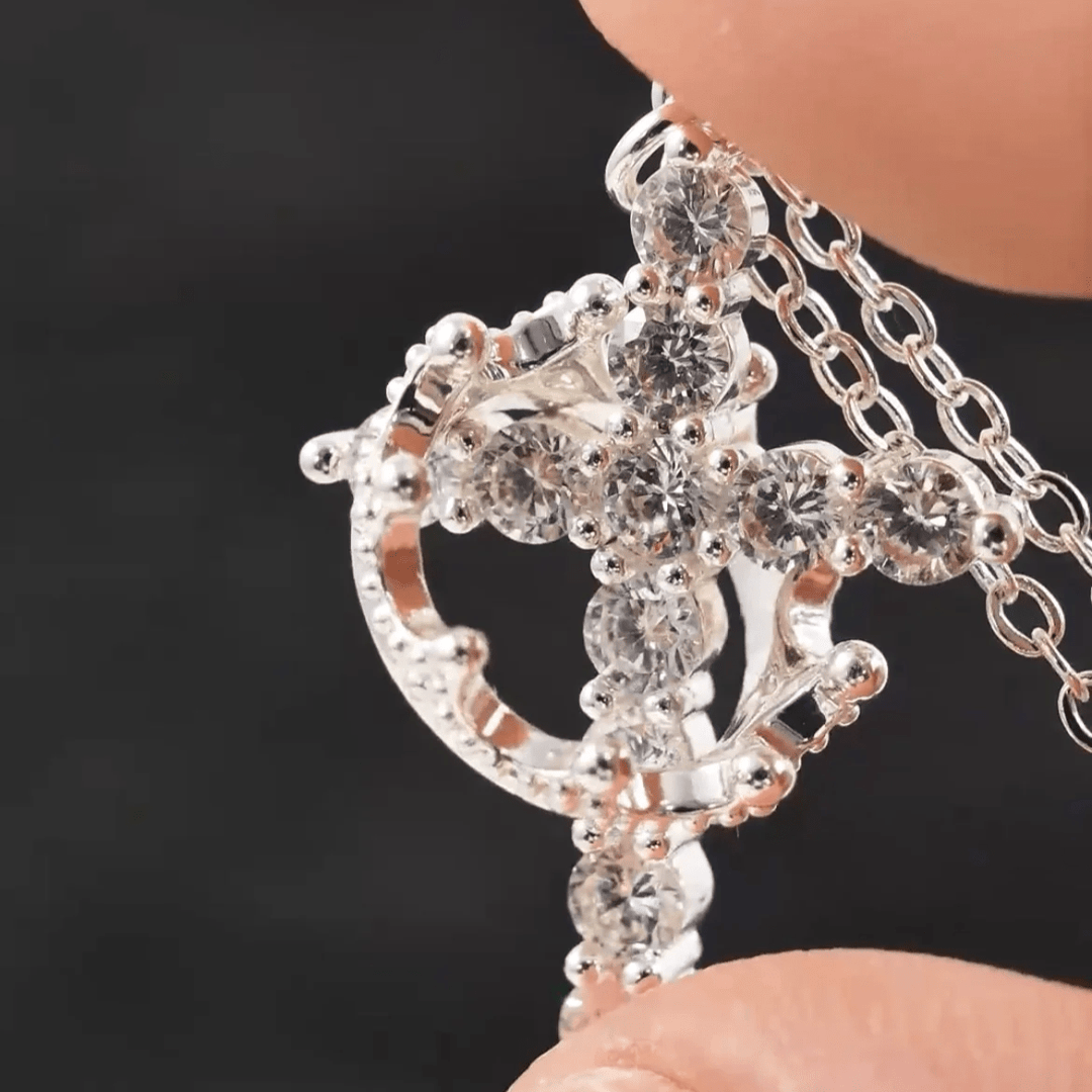 Christianartworkshop Collier et boucles d'oreilles croix « Couronnée dans la foi » modernes - image 8