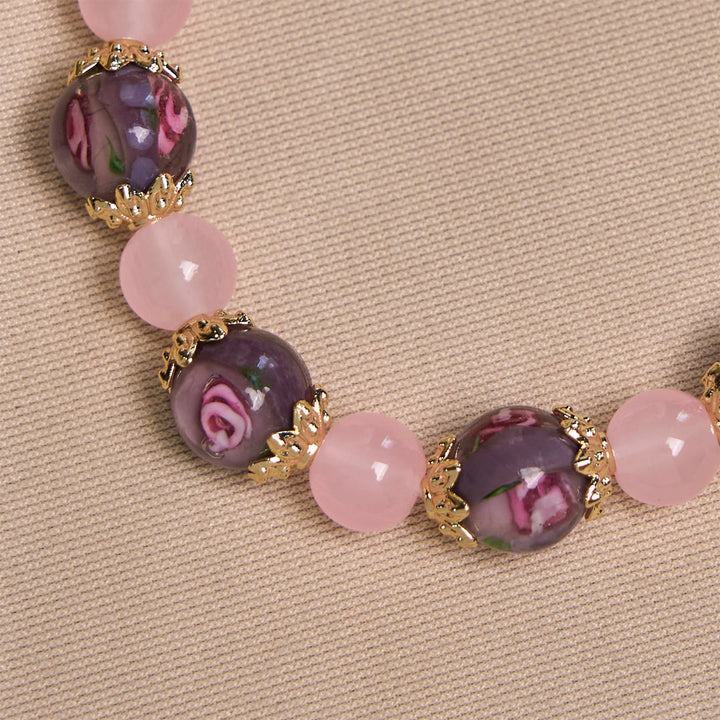 Christianartworkshop Bracelet en quartz rose fait main avec un camée Narce de la Vierge Marie - image 5