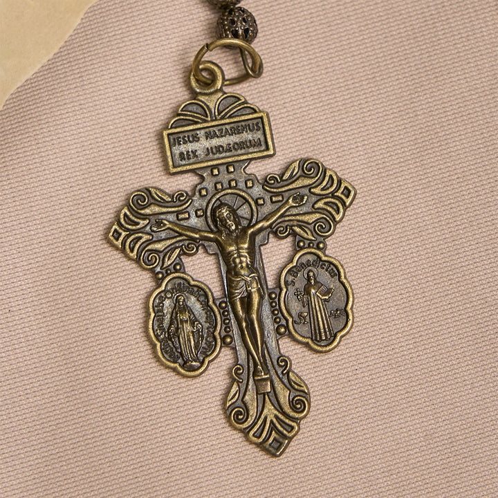 Christianartworkshop Cadeau de Thanksgiving : Chapelet en obsidienne et œil de tigre | Honorez la protection divine grâce au pouvoir de la pierre naturelle - image 8