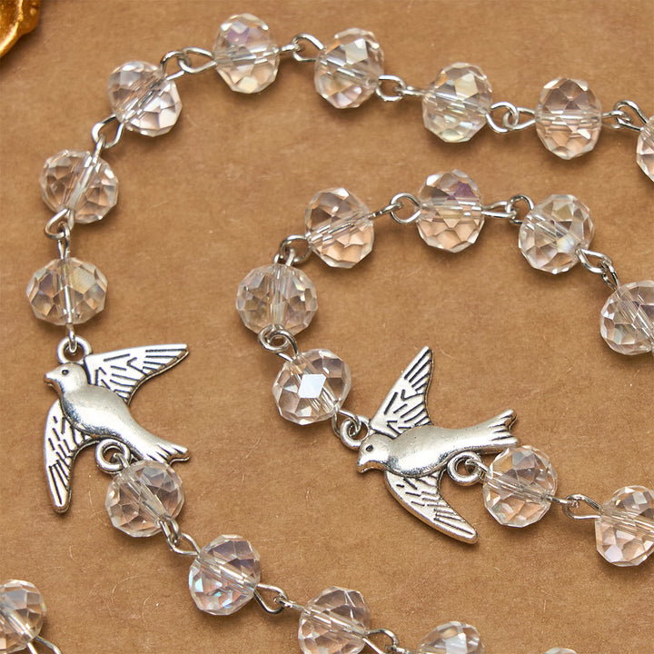 Christianartworkshop Chapelet catholique en cristal clair orné d'une colombe du Saint-Esprit et d'une croix - image 5