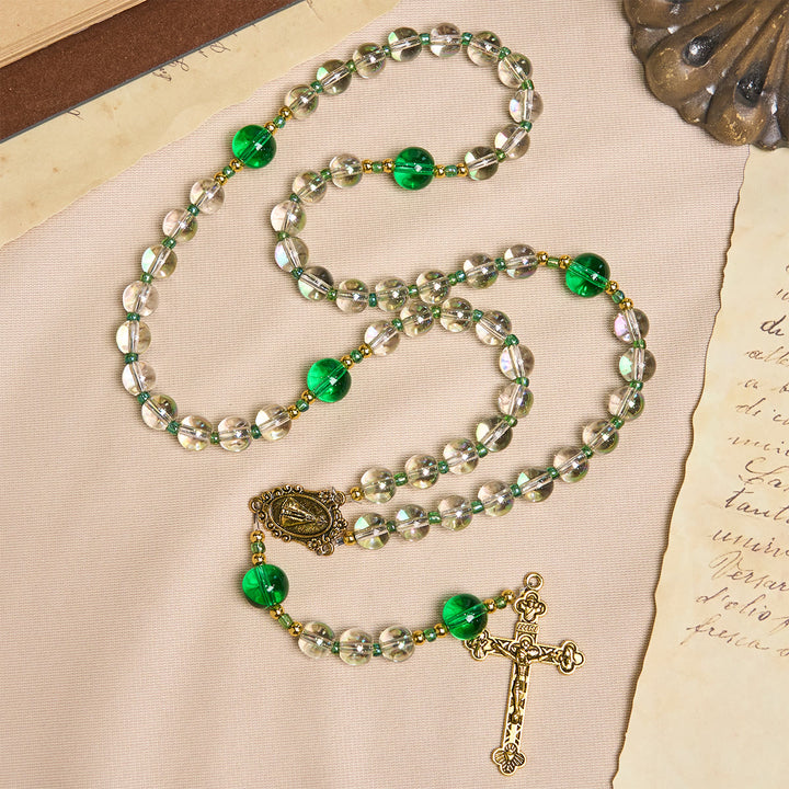 Christianartworkshop Chapelet élégant, blanc et vert, avec Notre-Dame de Guadalupe - image 5